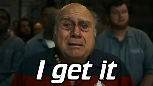 Frank Reynolds dressed as Captain Picard, saying "I get it"